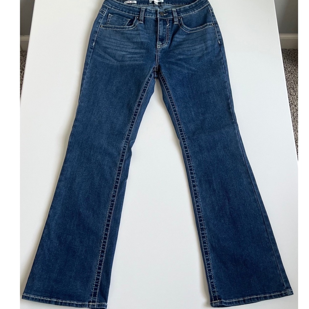 Vigoss Marley Bootcut Jeans Dark Wash Contrast Stitch Denim Size 13/31